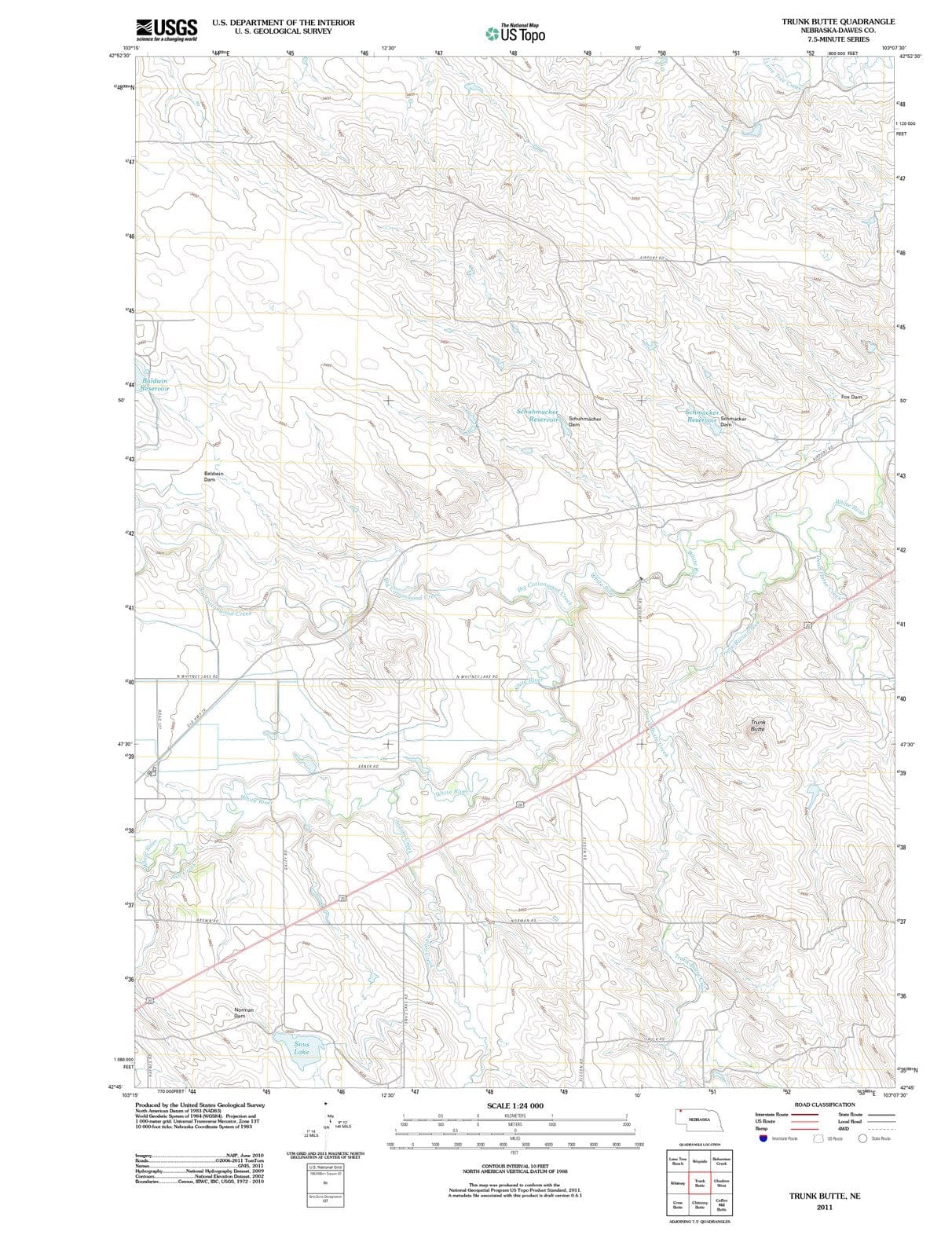 2011 Trunk Butte, NE - Nebraska - USGS Topographic Map