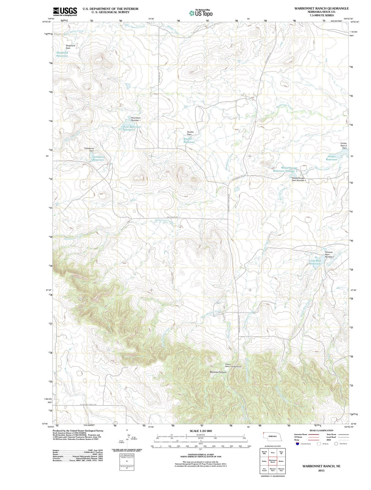 2011 Warbonnet Ranch, NE - Nebraska - USGS Topographic Map
