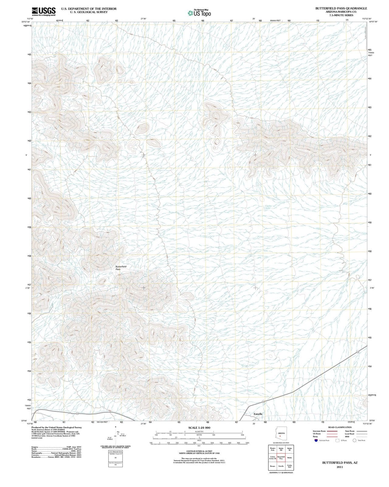 2011 Butterfield Pass, AZ - Arizona - USGS Topographic Map