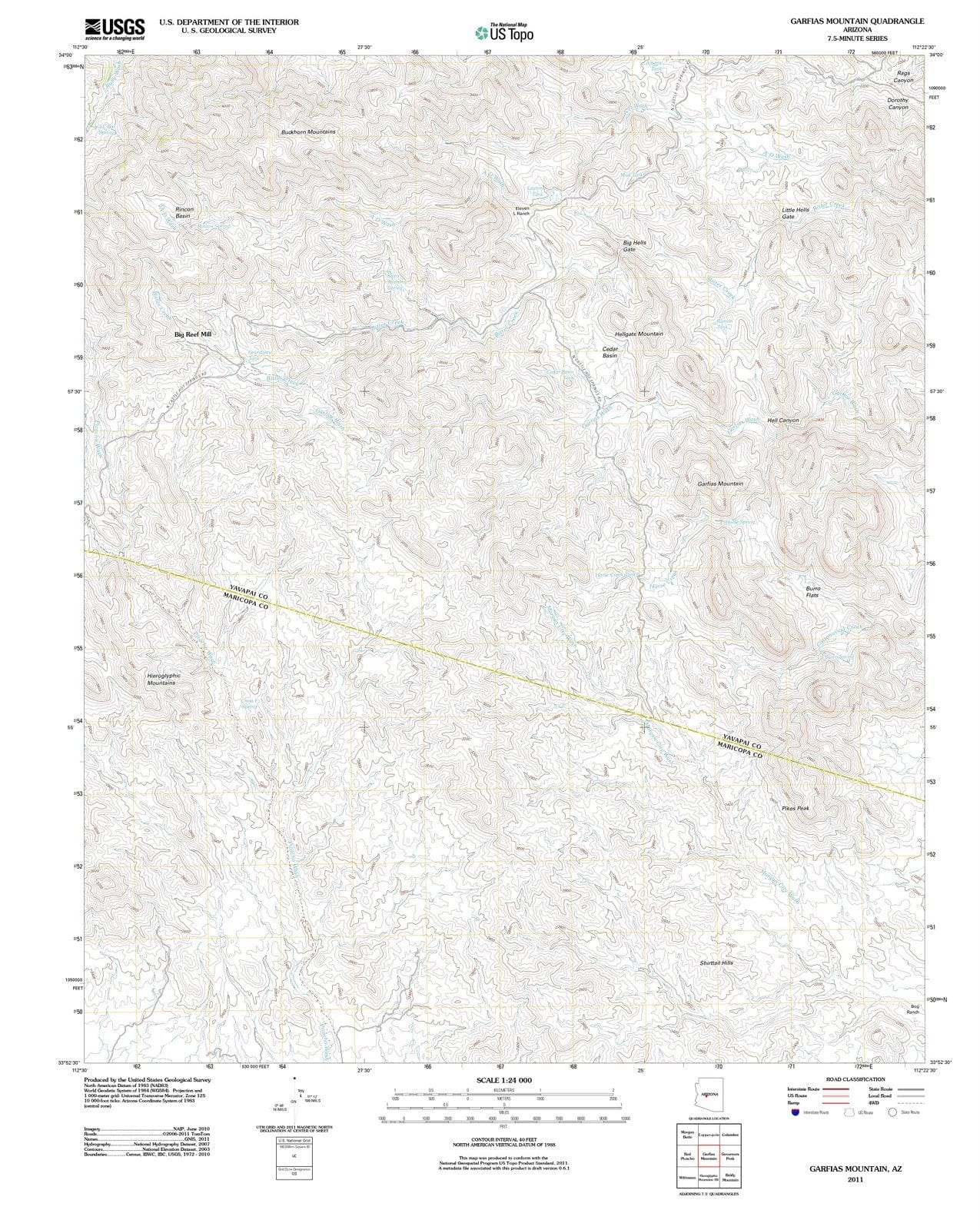 2011 Garfias Mountain, AZ - Arizona - USGS Topographic Map