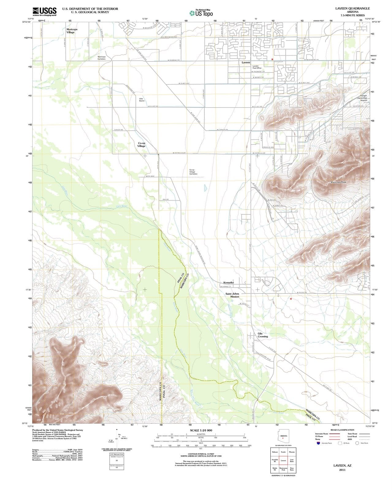 2011 Laveen, AZ - Arizona - USGS Topographic Map
