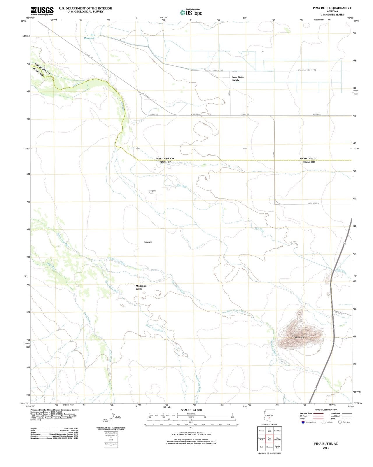 2011 Pima Butte, AZ - Arizona - USGS Topographic Map