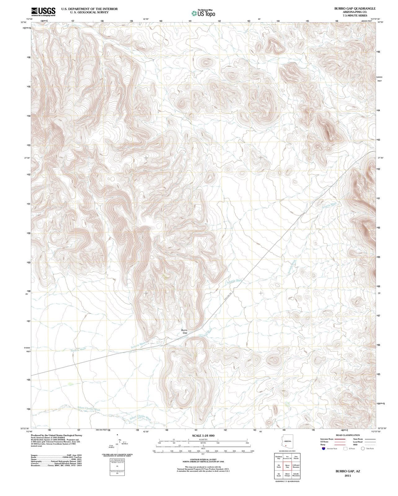 2011 Burro Gap, AZ - Arizona - USGS Topographic Map