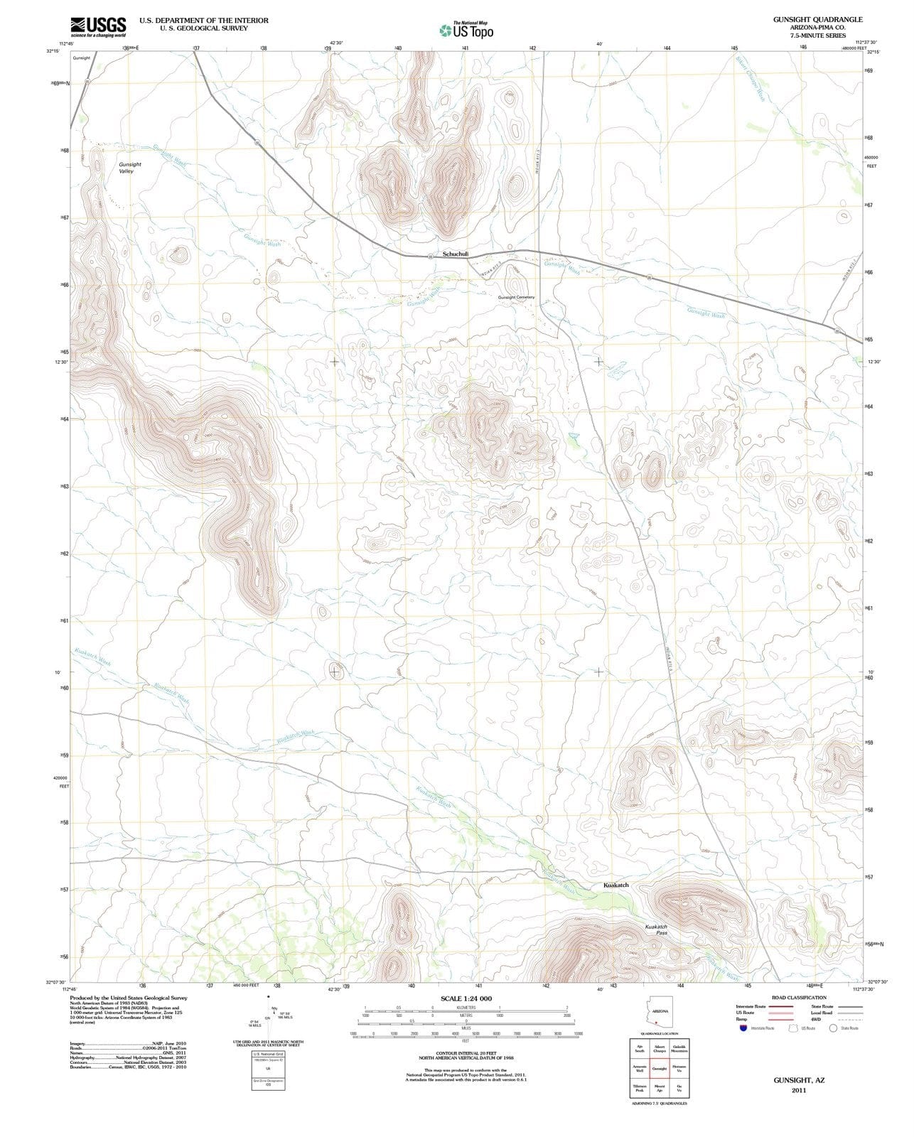 2011 Gunsight, AZ - Arizona - USGS Topographic Map