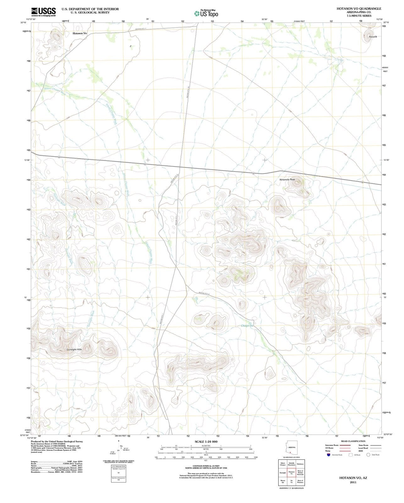 2011 Hotason Vo, AZ - Arizona - USGS Topographic Map