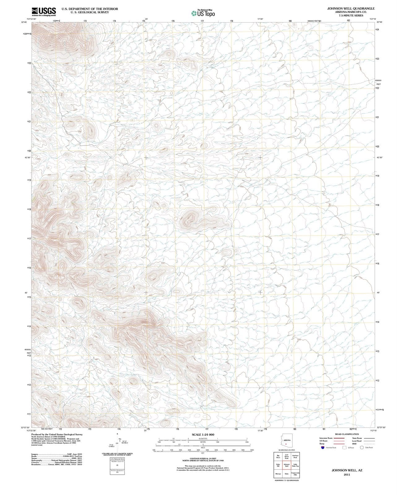 2011 Johnson Well, AZ - Arizona - USGS Topographic Map
