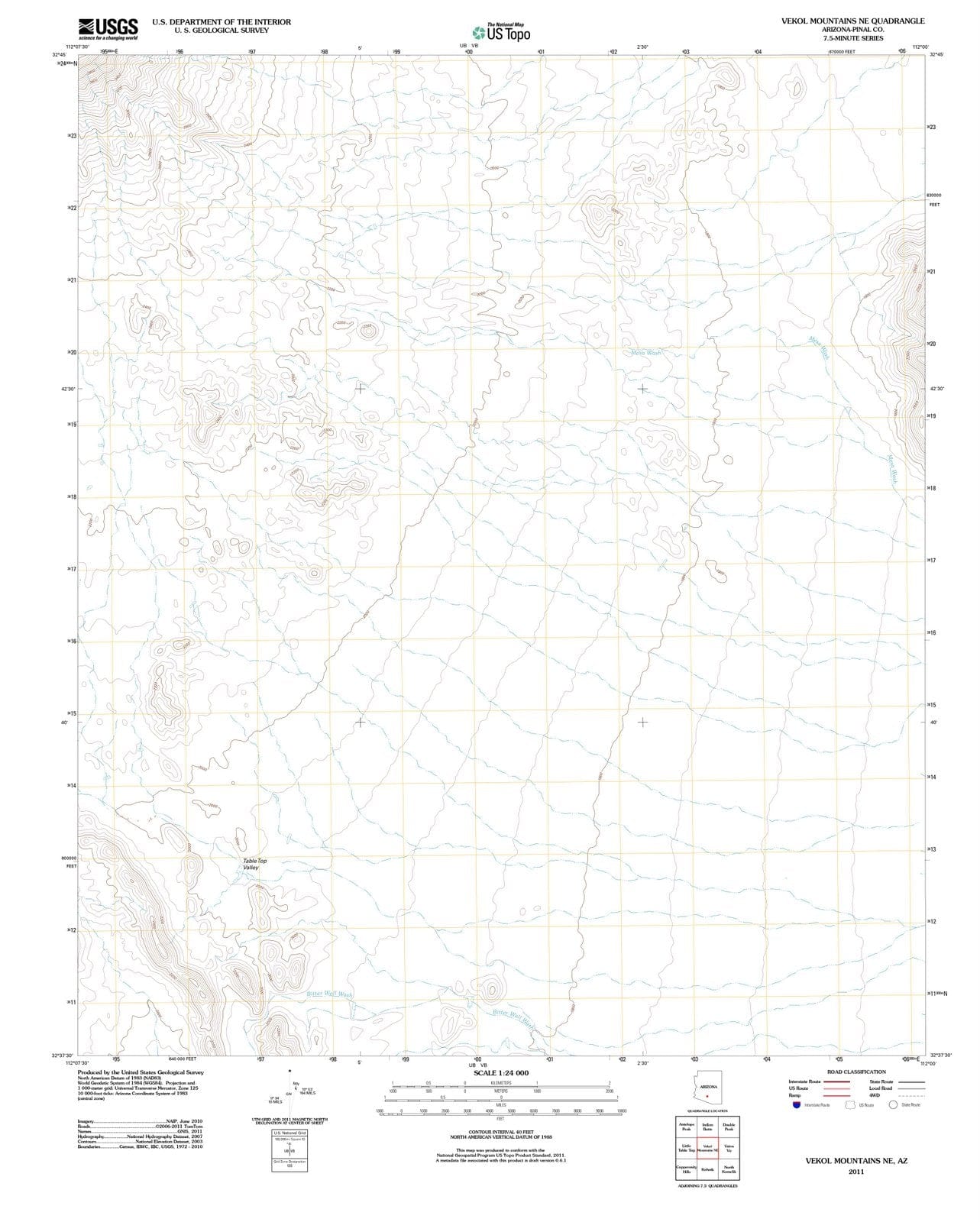 2011 Vekol Mountains, AZ - Arizona - USGS Topographic Map