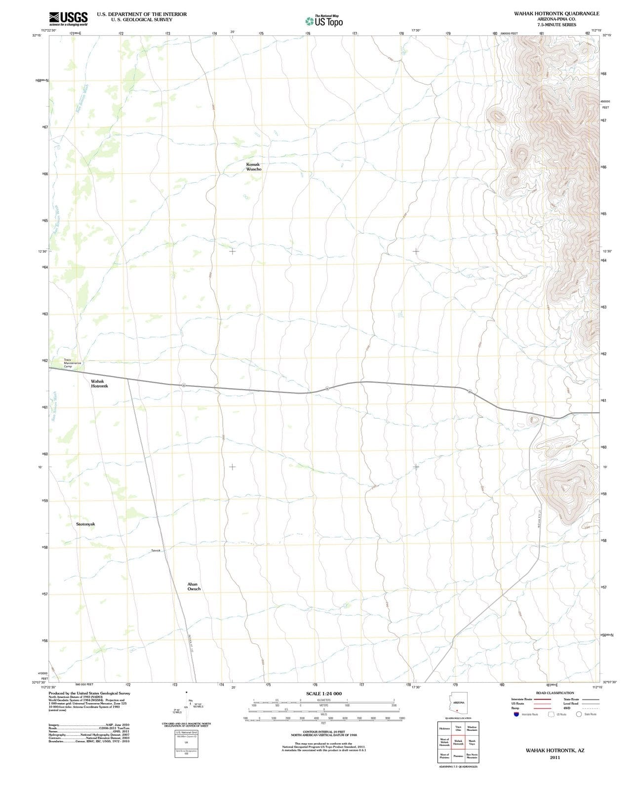 2011 Wahak Hotrontk, AZ - Arizona - USGS Topographic Map