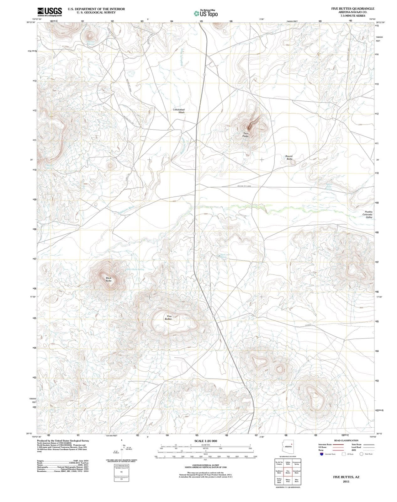 2011 Five Buttes, AZ - Arizona - USGS Topographic Map