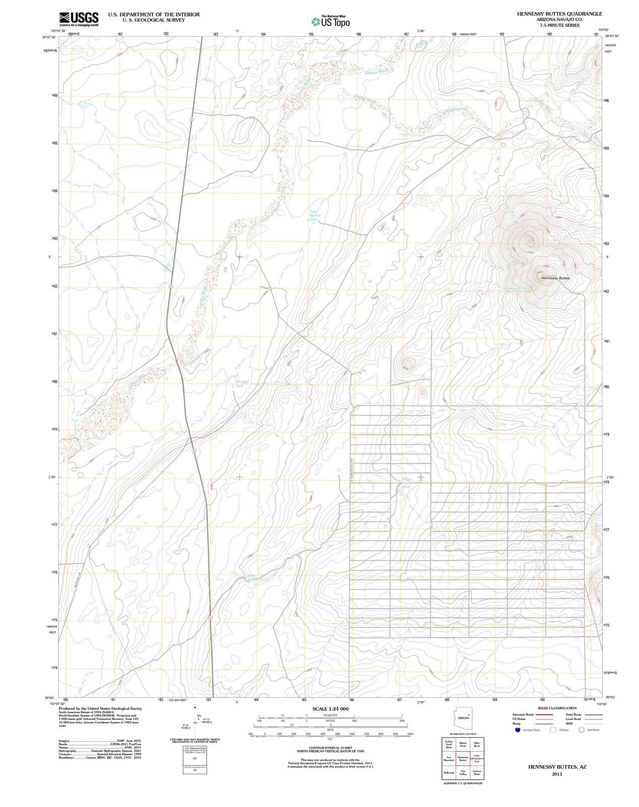 2011 Hennessy Buttes, AZ - Arizona - USGS Topographic Map