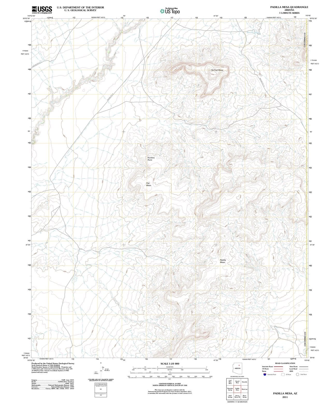 2011 Padilla Mesa, AZ - Arizona - USGS Topographic Map