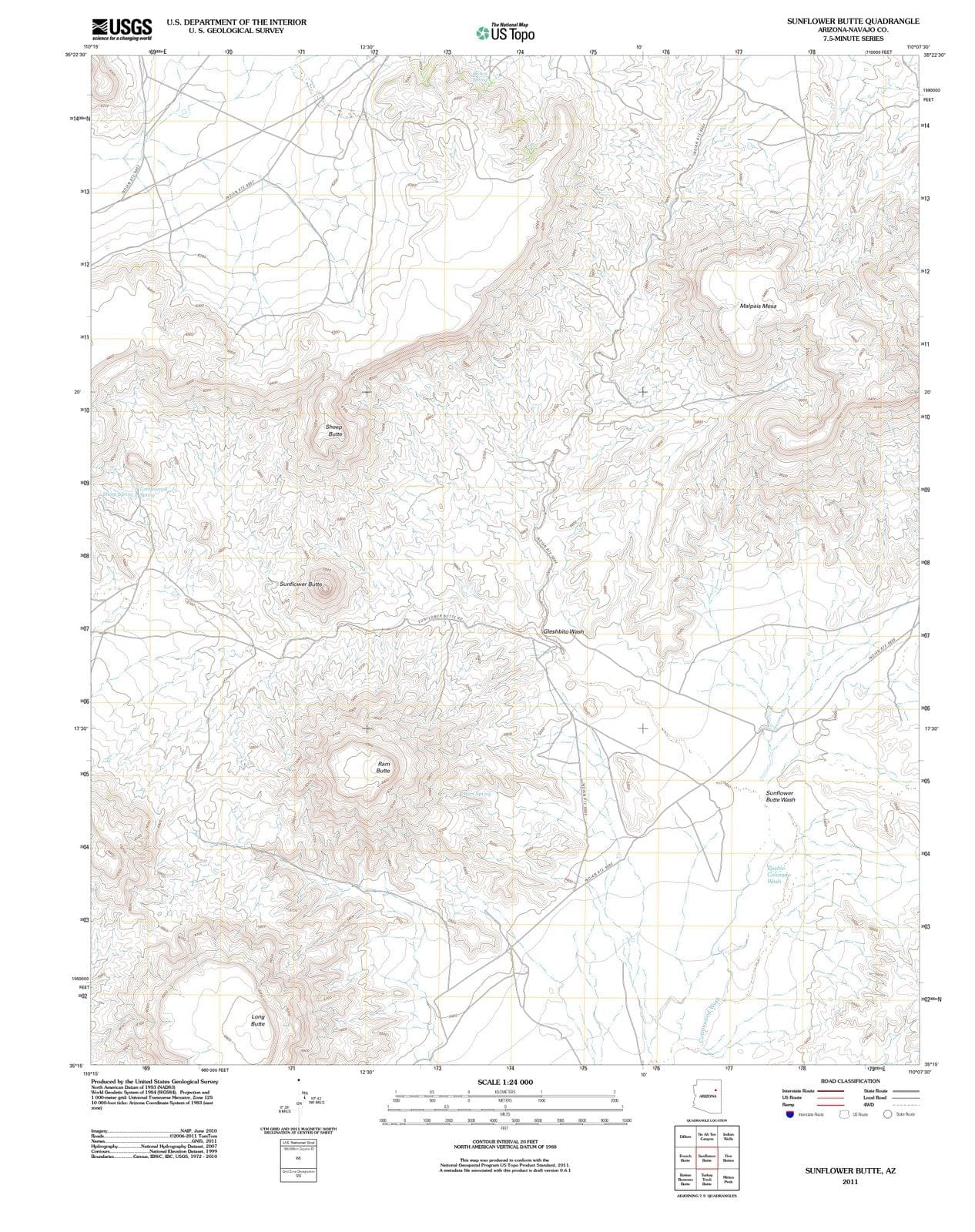 2011 Sunflower Butte, AZ - Arizona - USGS Topographic Map