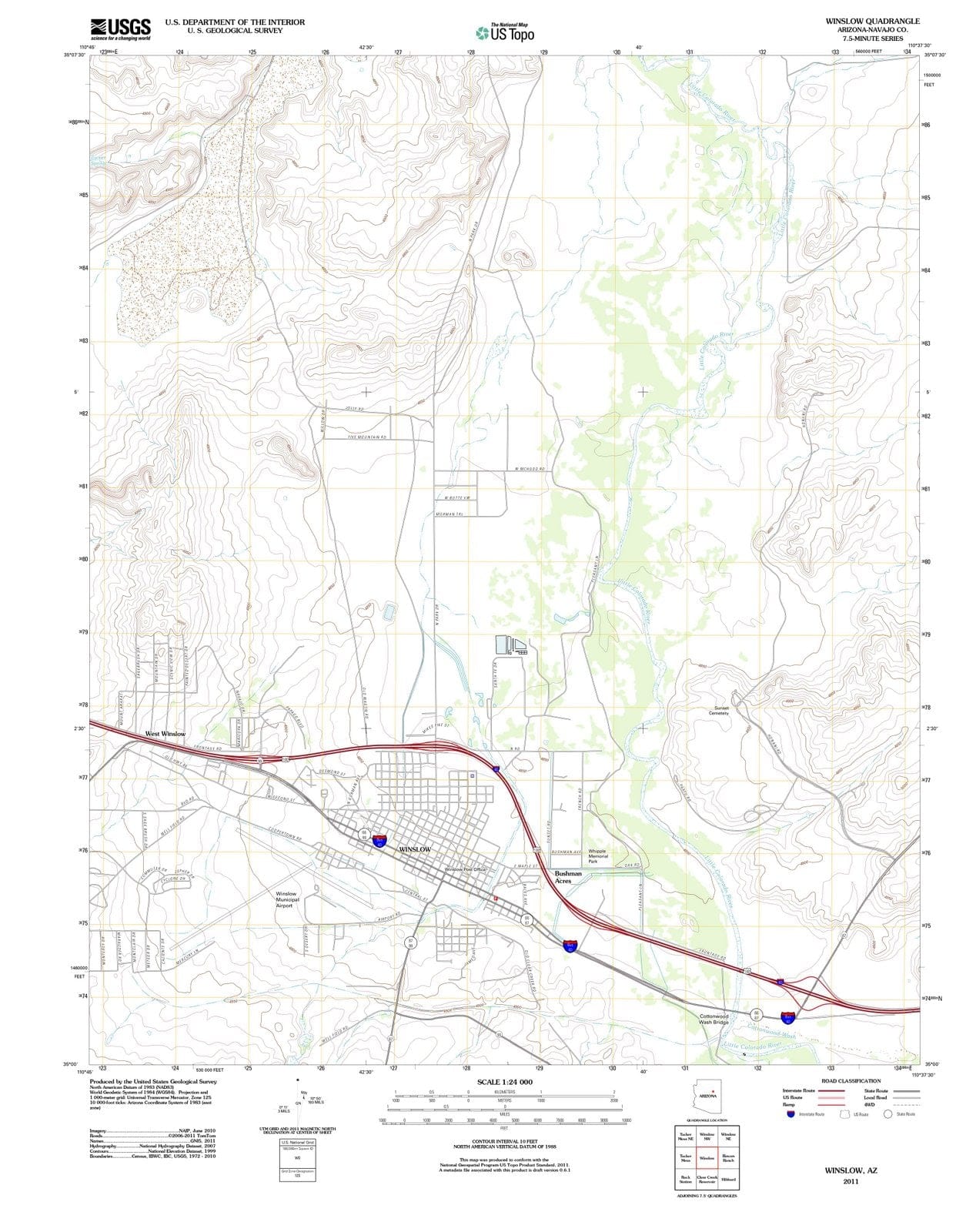 2011 Winslow, AZ - Arizona - USGS Topographic Map
