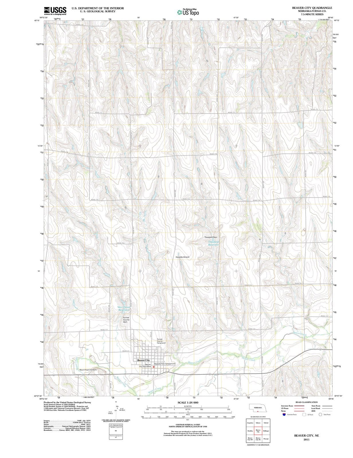 2011 Beaver City, NE - Nebraska - USGS Topographic Map