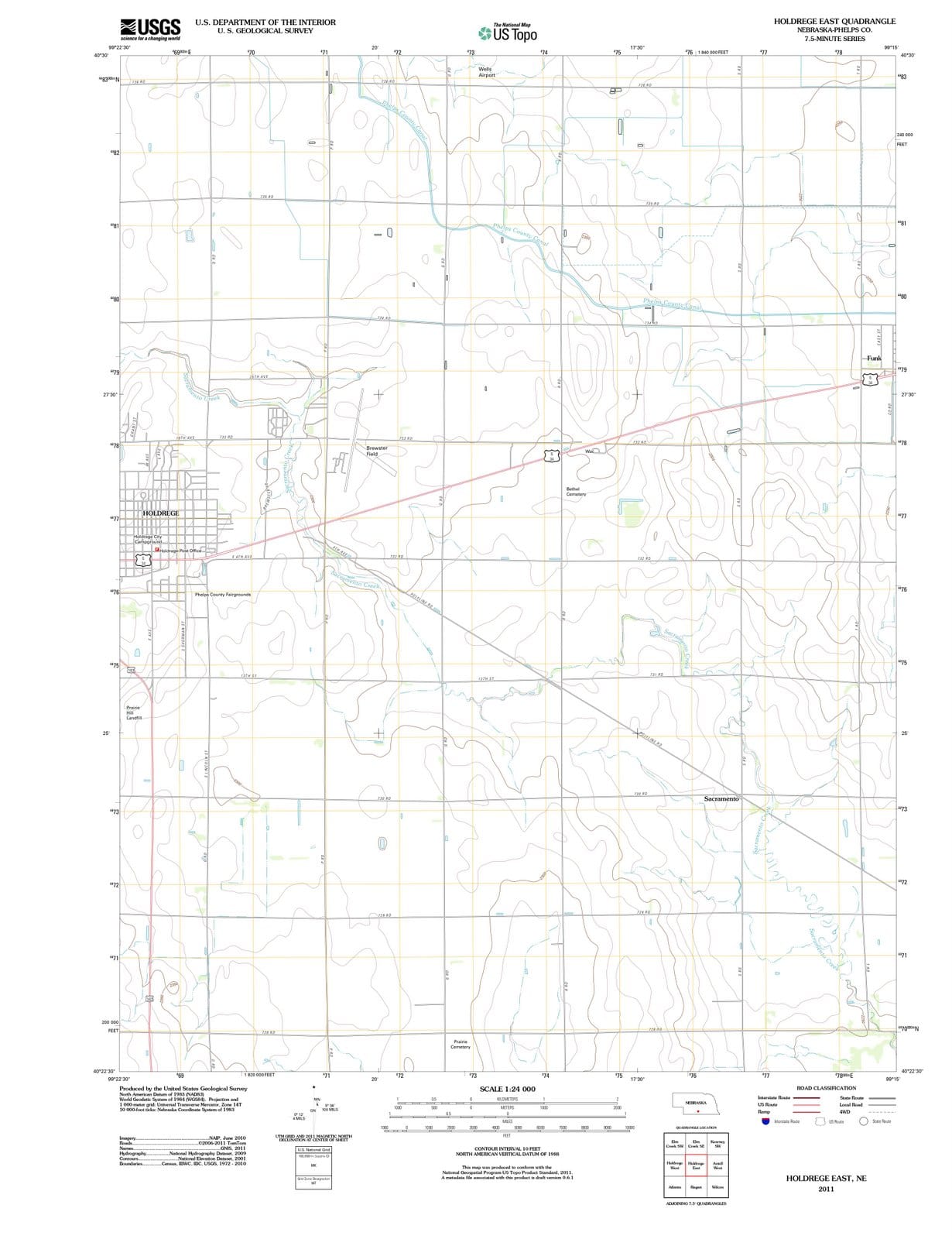 2011 Holdrege East, NE - Nebraska - USGS Topographic Map