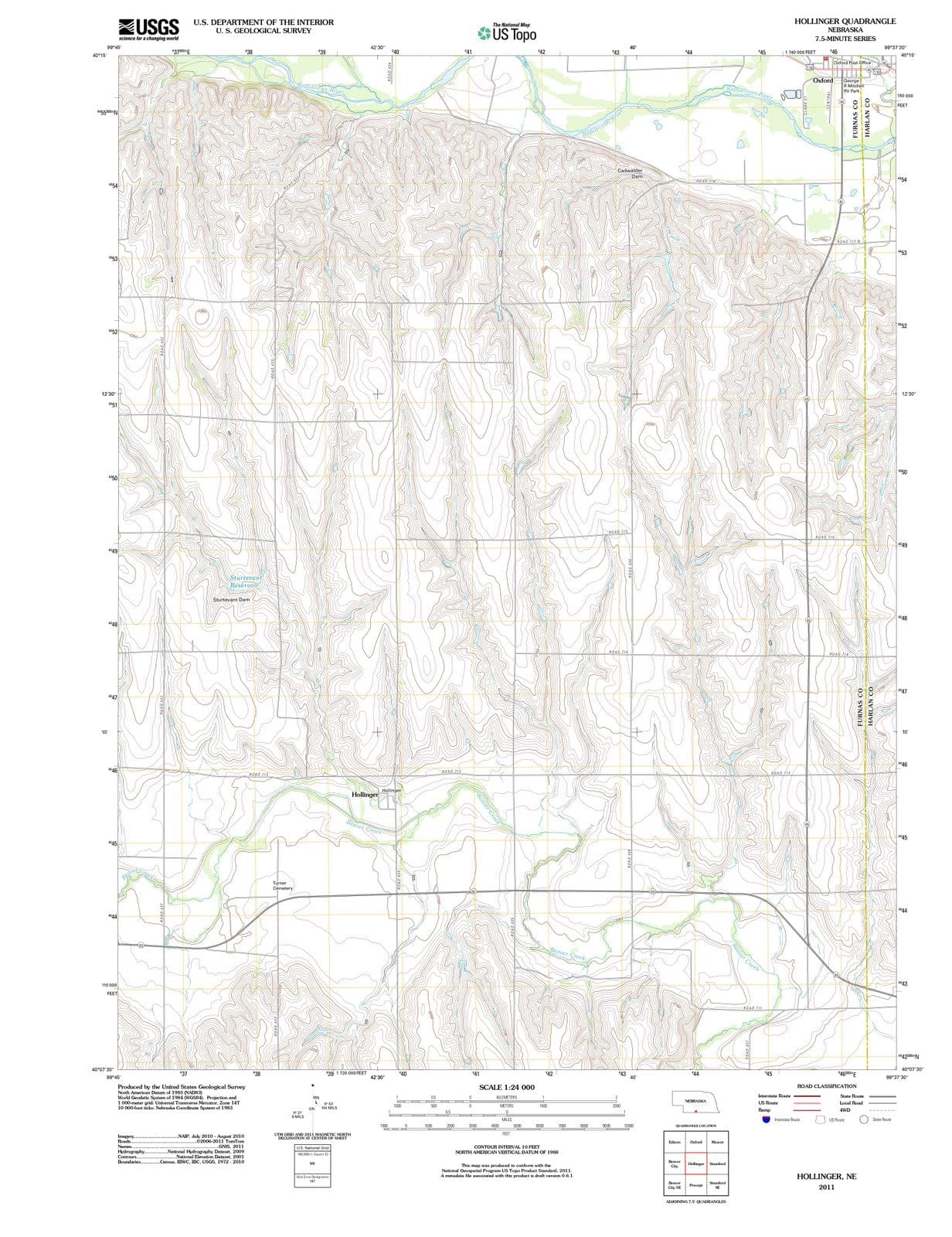 2011 Hollinger, NE - Nebraska - USGS Topographic Map