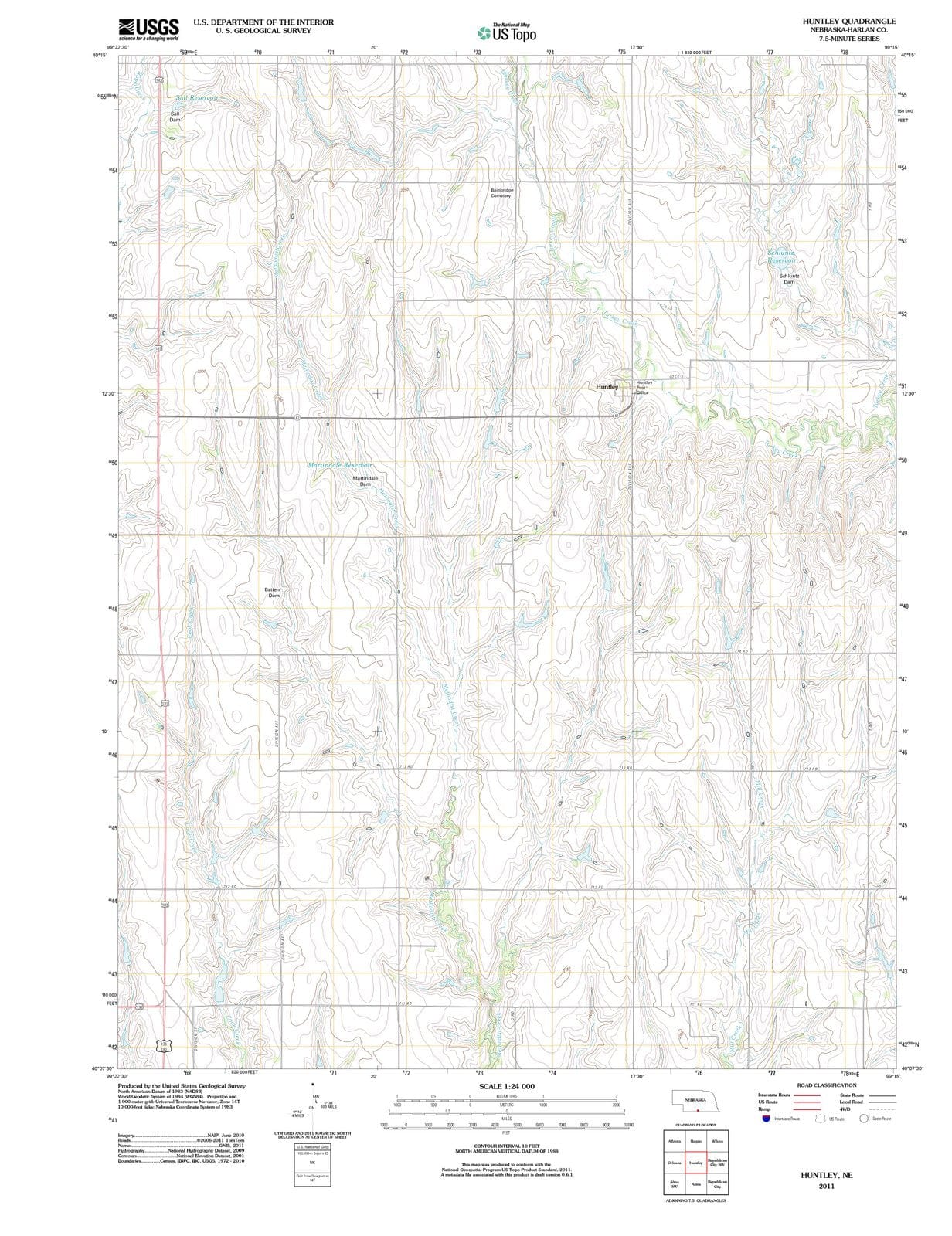 2011 Huntley, NE - Nebraska - USGS Topographic Map