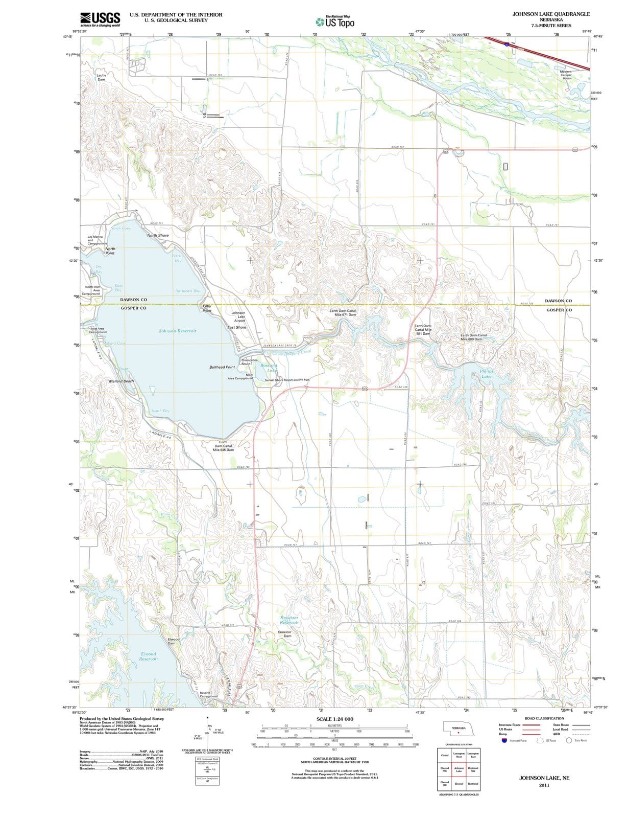 2011 Johnson Lake, NE - Nebraska - USGS Topographic Map