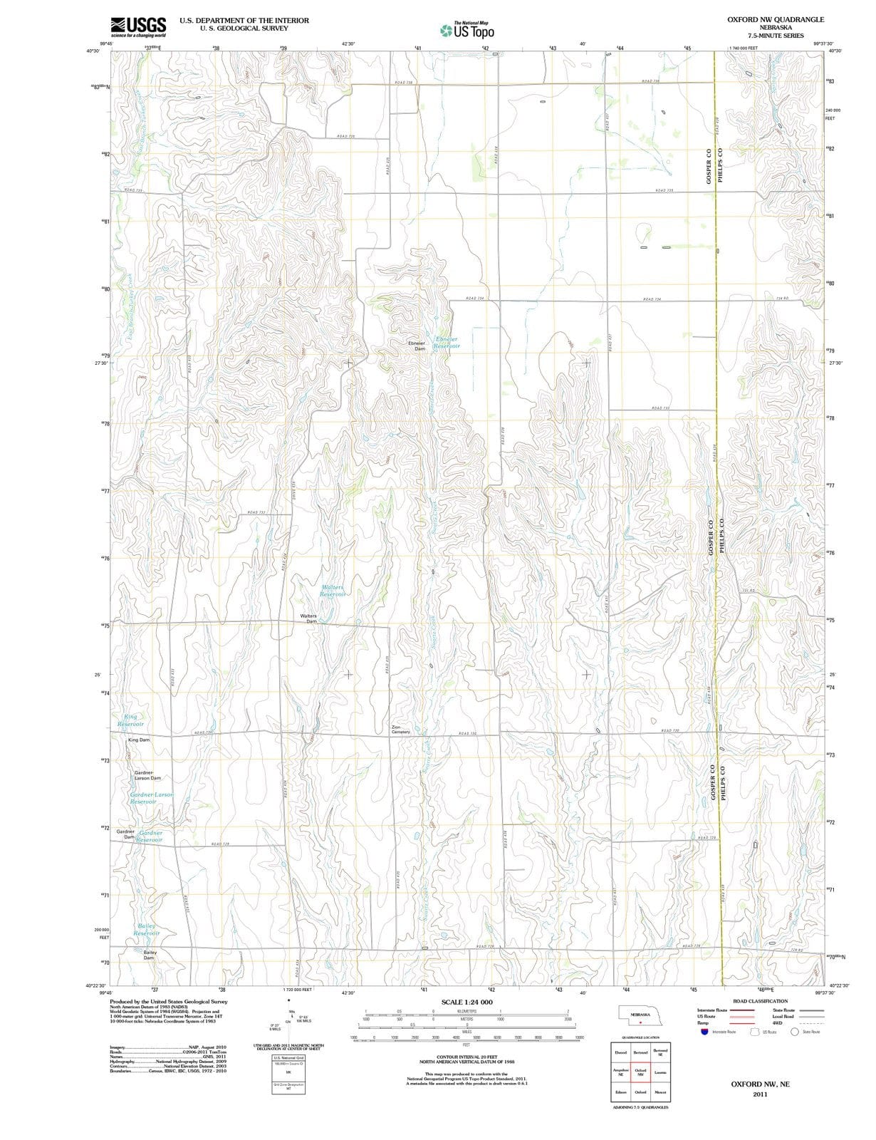 2011 Oxford, NE - Nebraska - USGS Topographic Map