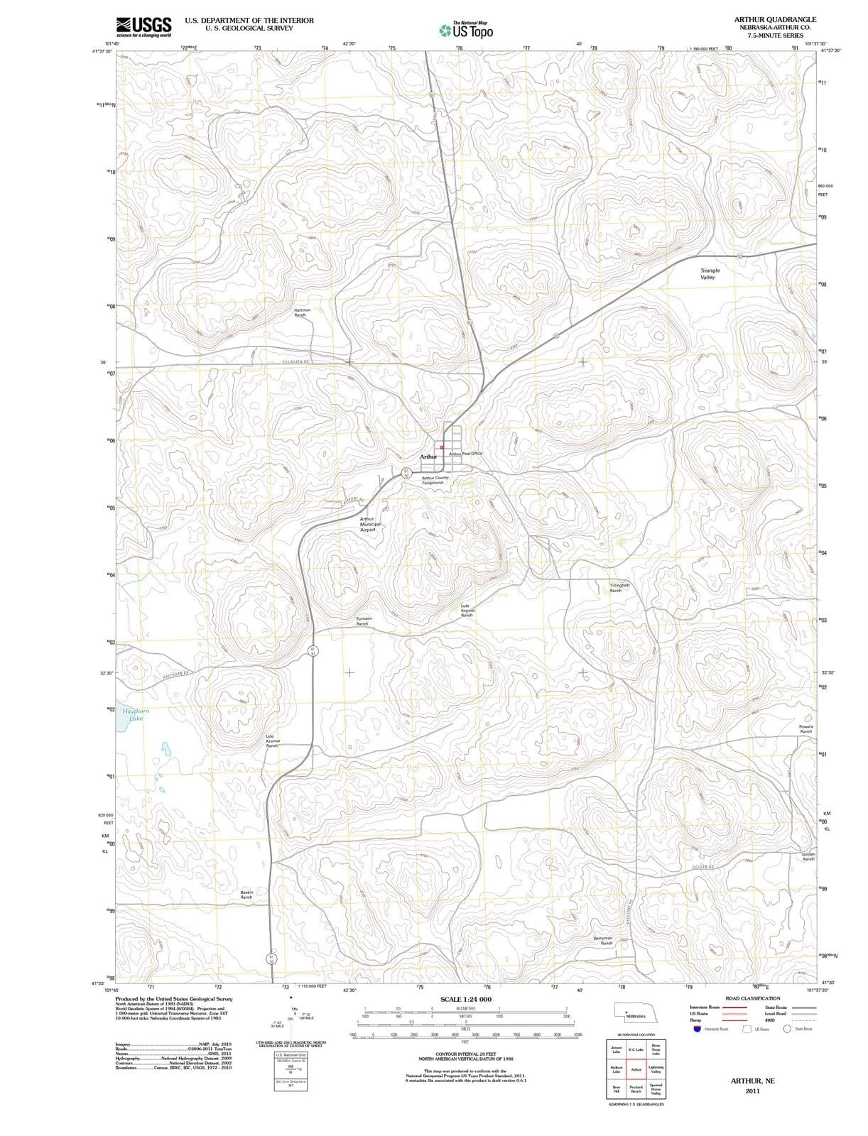 2011 Arthur, NE - Nebraska - USGS Topographic Map