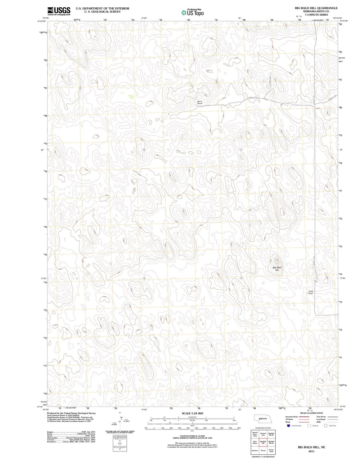 2011 Big Bald Hill, NE - Nebraska - USGS Topographic Map