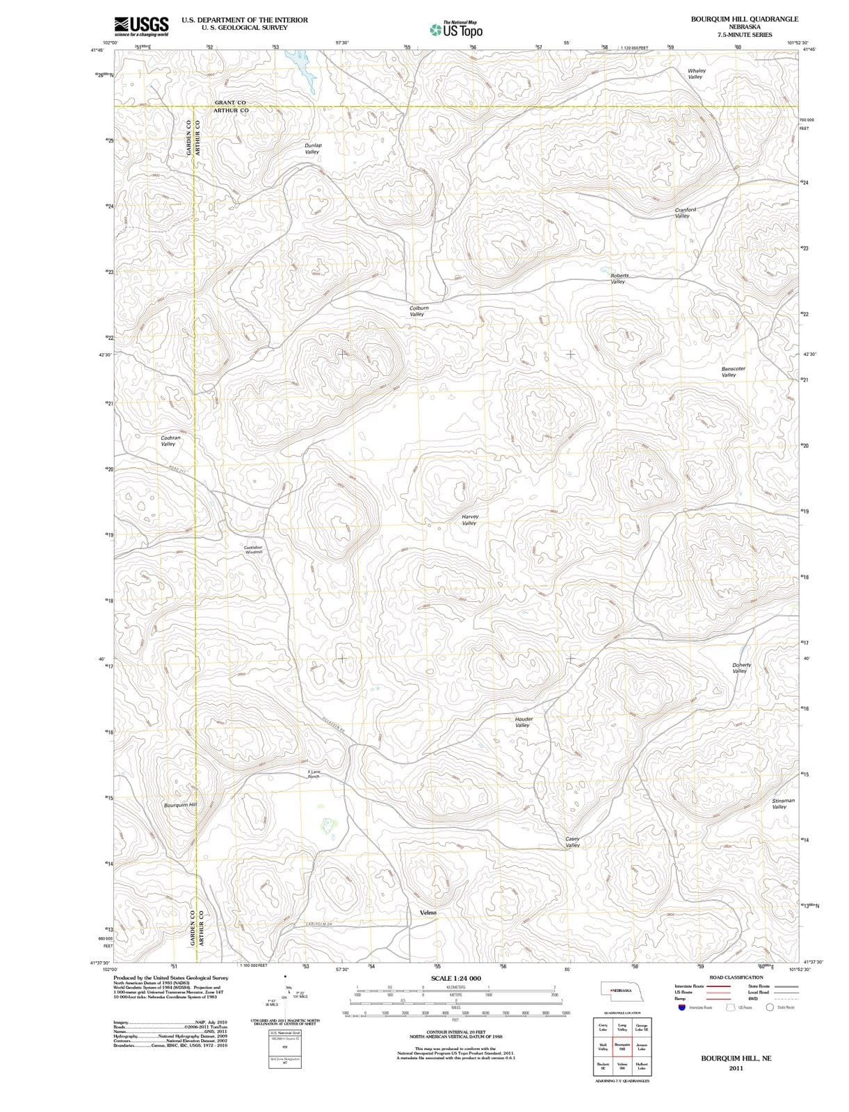 2011 Bourquim Hill, NE - Nebraska - USGS Topographic Map