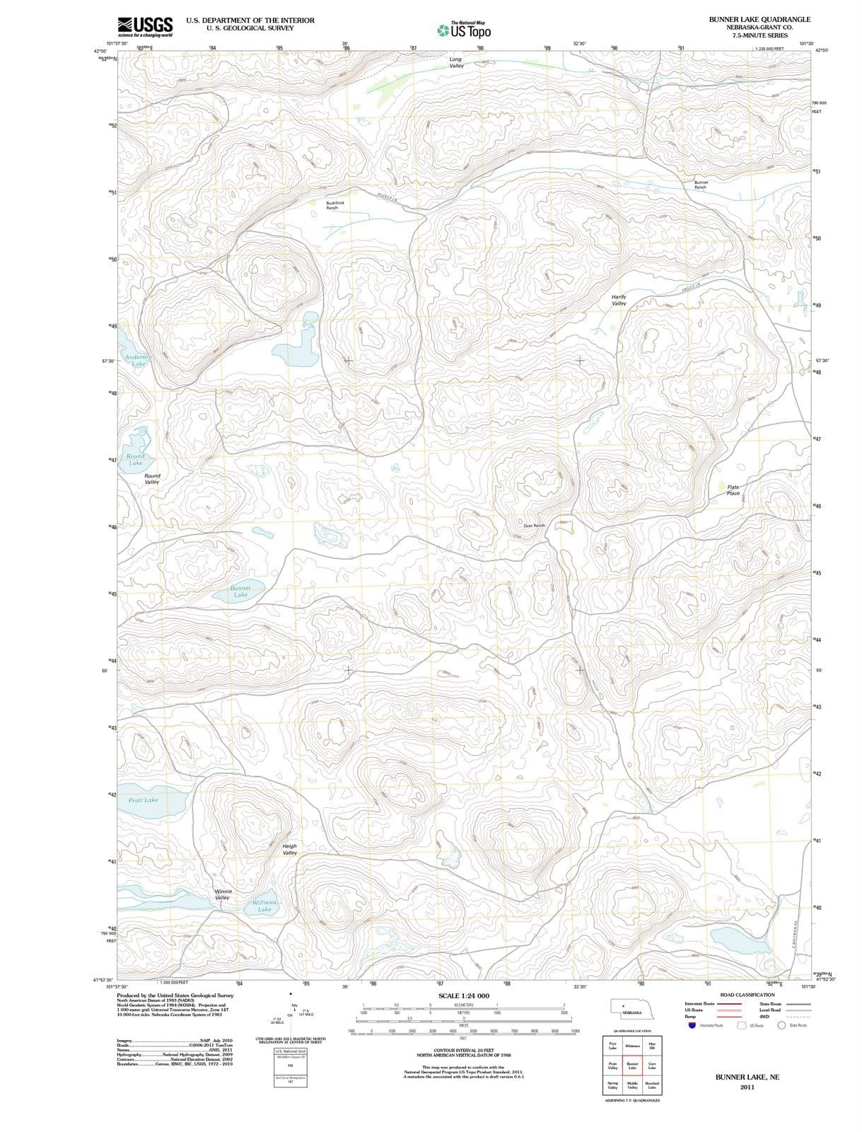 2011 Bunner Lake, NE - Nebraska - USGS Topographic Map
