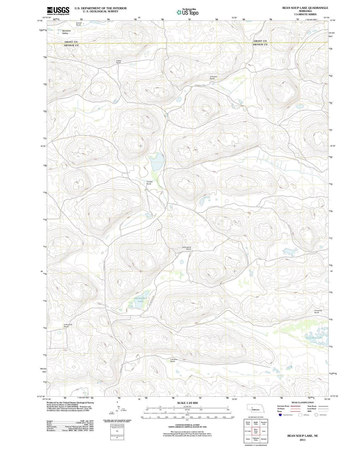 2011 Bean Soup Lake, NE - Nebraska - USGS Topographic Map