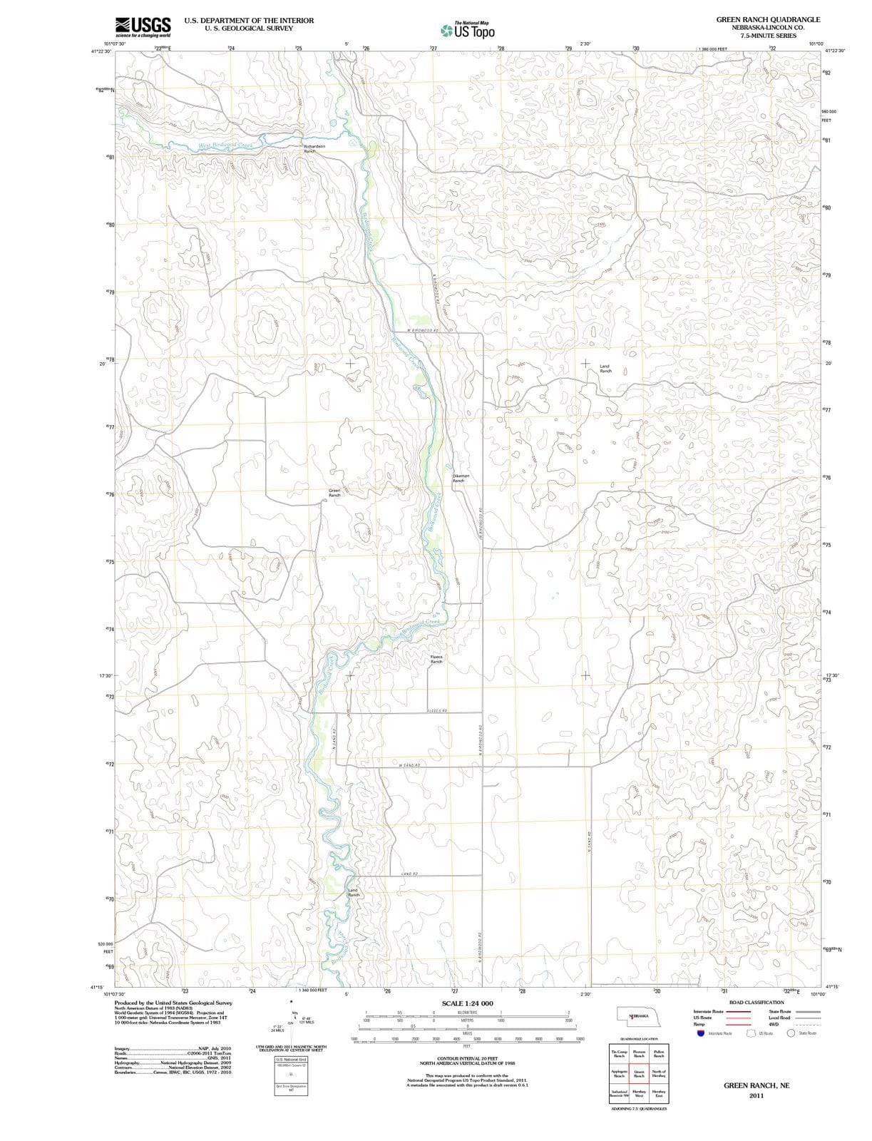 2011 Green Ranch, NE - Nebraska - USGS Topographic Map
