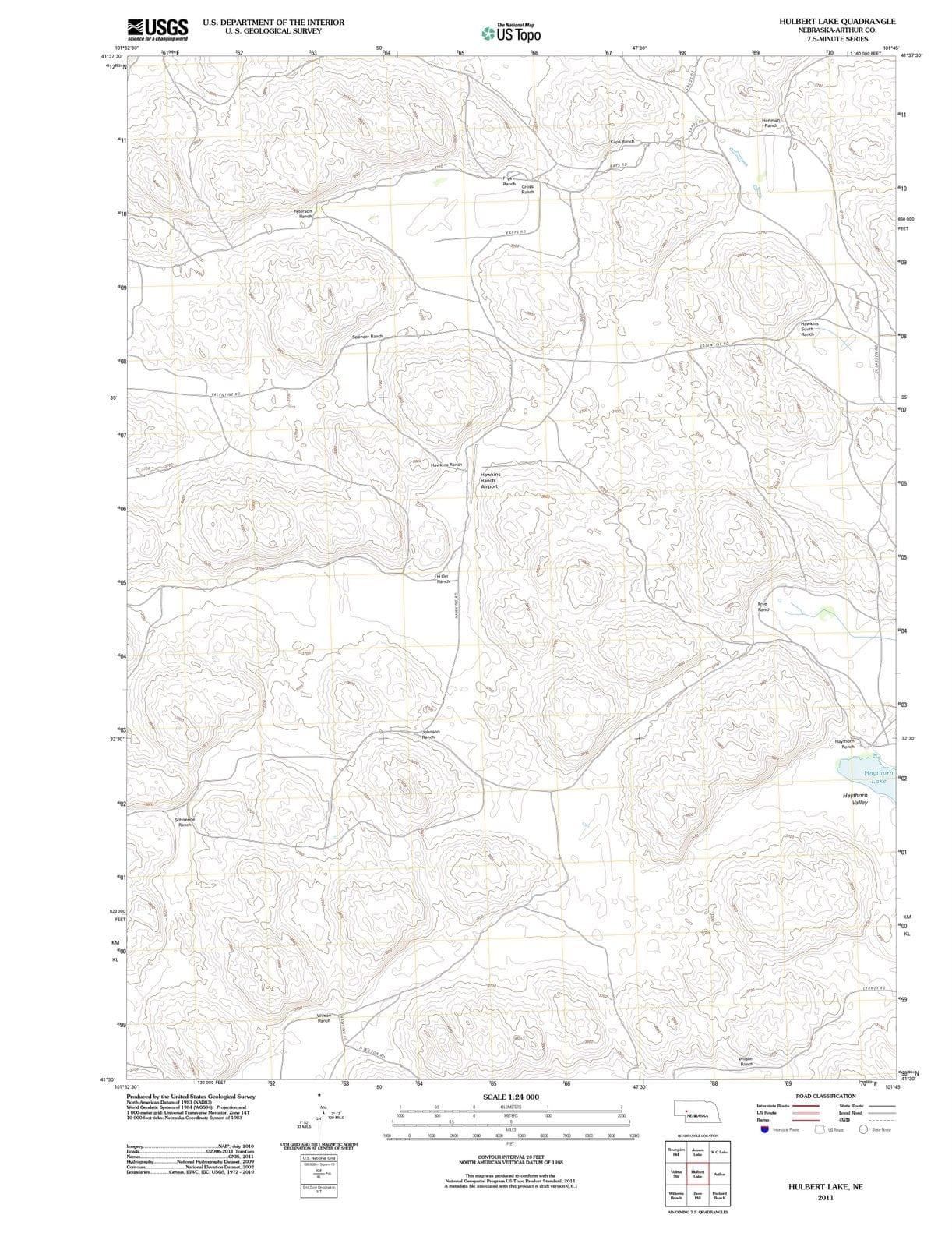 2011 Hulbert Lake, NE - Nebraska - USGS Topographic Map