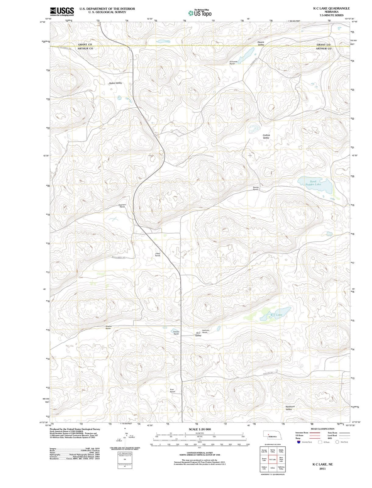 2011 K C Lake, NE - Nebraska - USGS Topographic Map