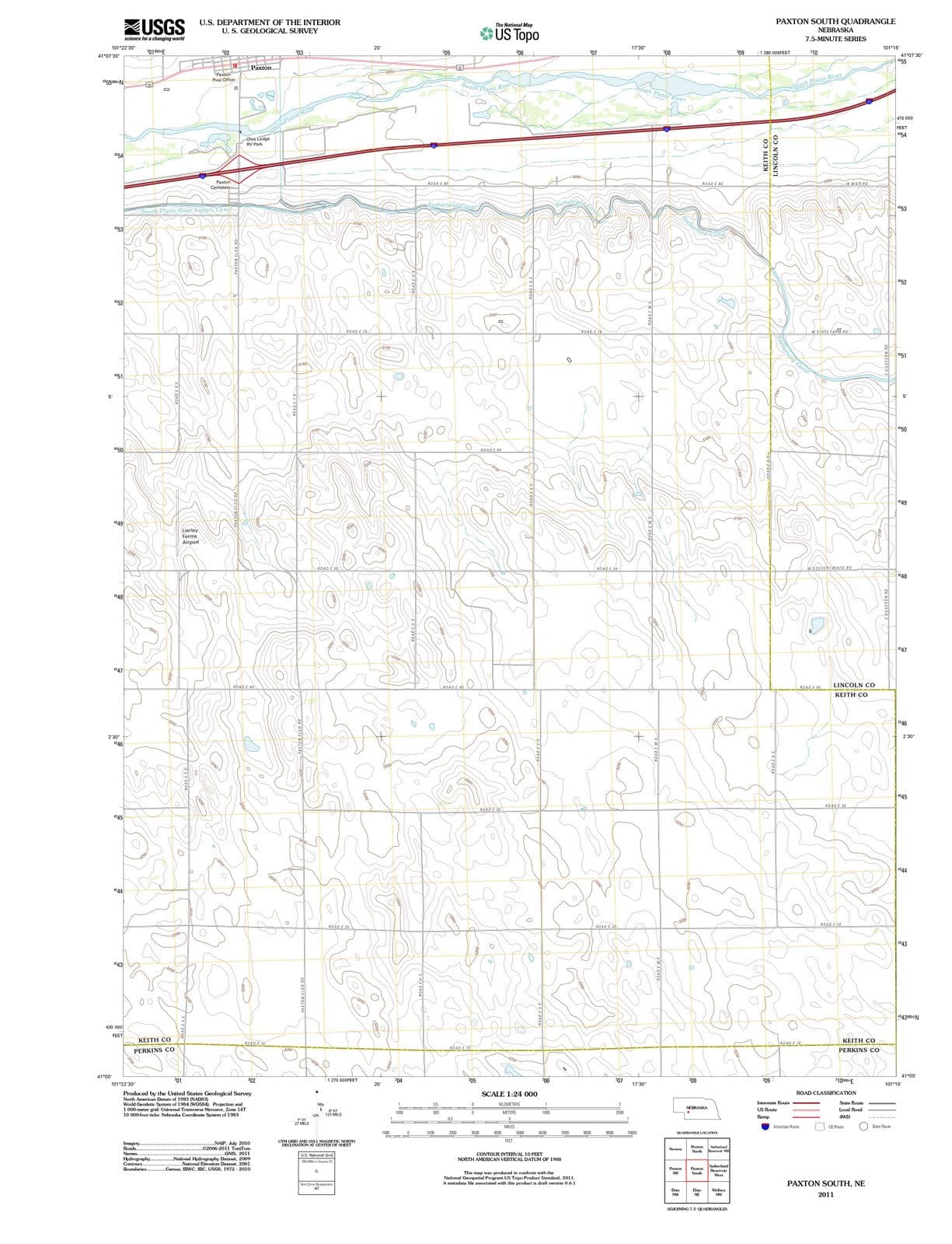 2011 Paxton South, NE - Nebraska - USGS Topographic Map