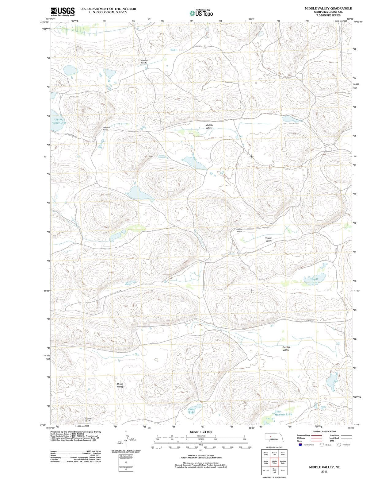 2011 Middle Valley, NE - Nebraska - USGS Topographic Map