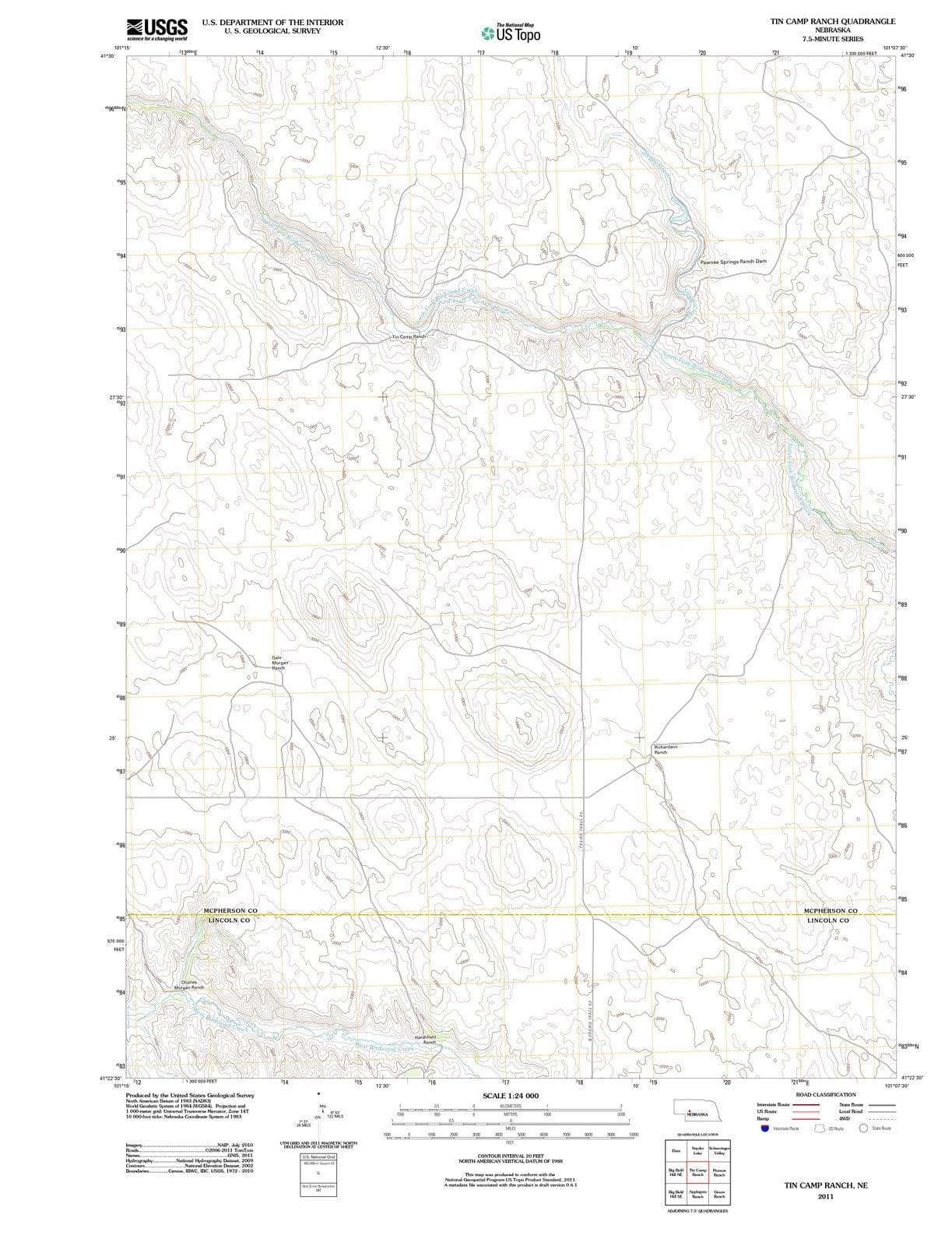 2011 Tin Camp Ranch, NE - Nebraska - USGS Topographic Map