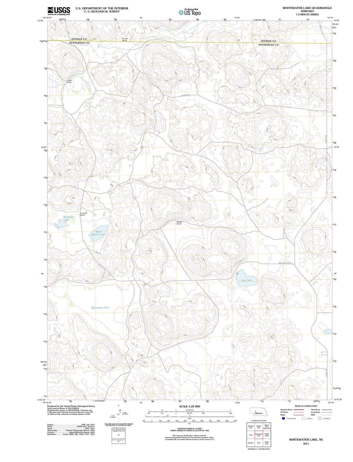 2011 Whitewater Lake, NE - Nebraska - USGS Topographic Map