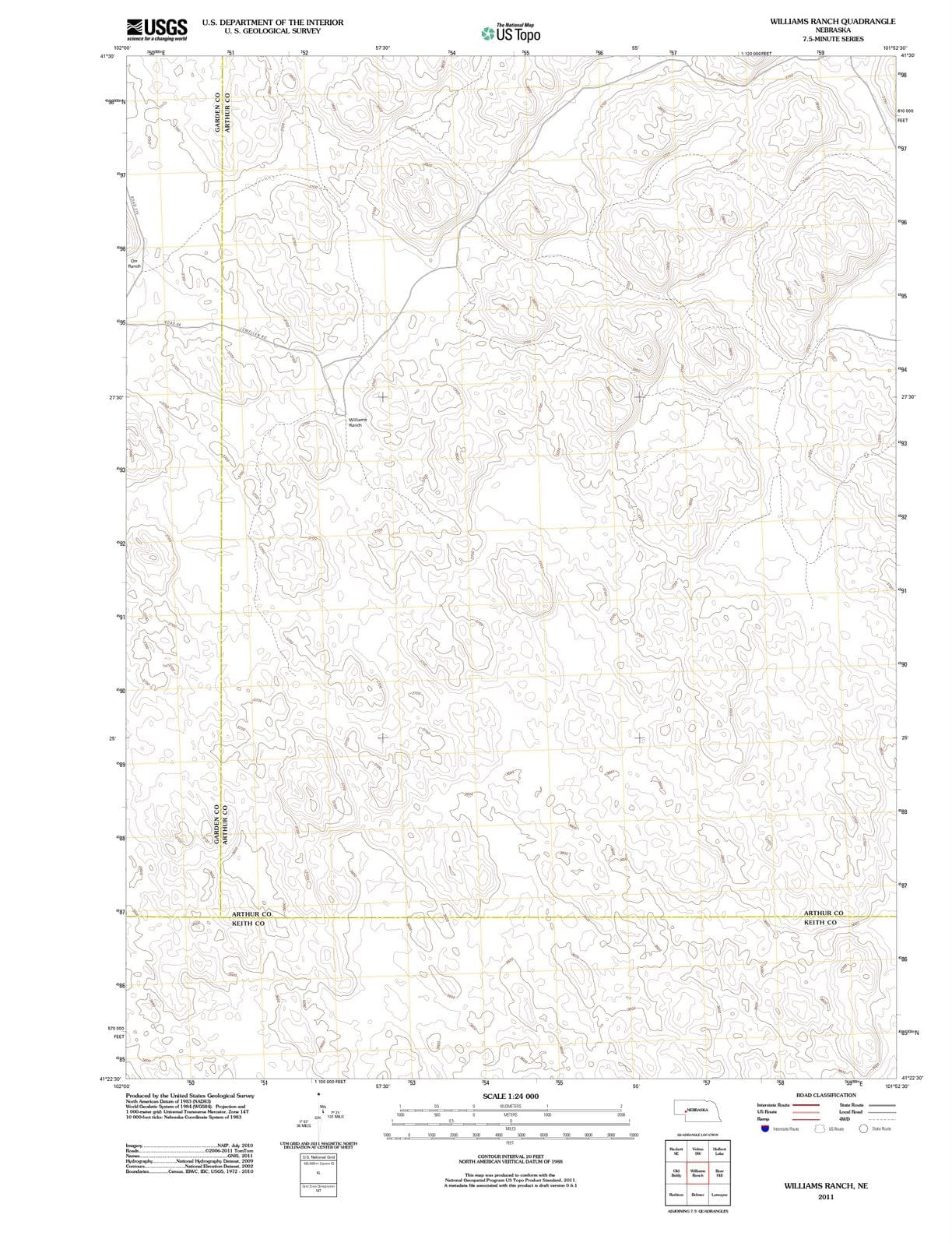 2011 Williams Ranch, NE - Nebraska - USGS Topographic Map