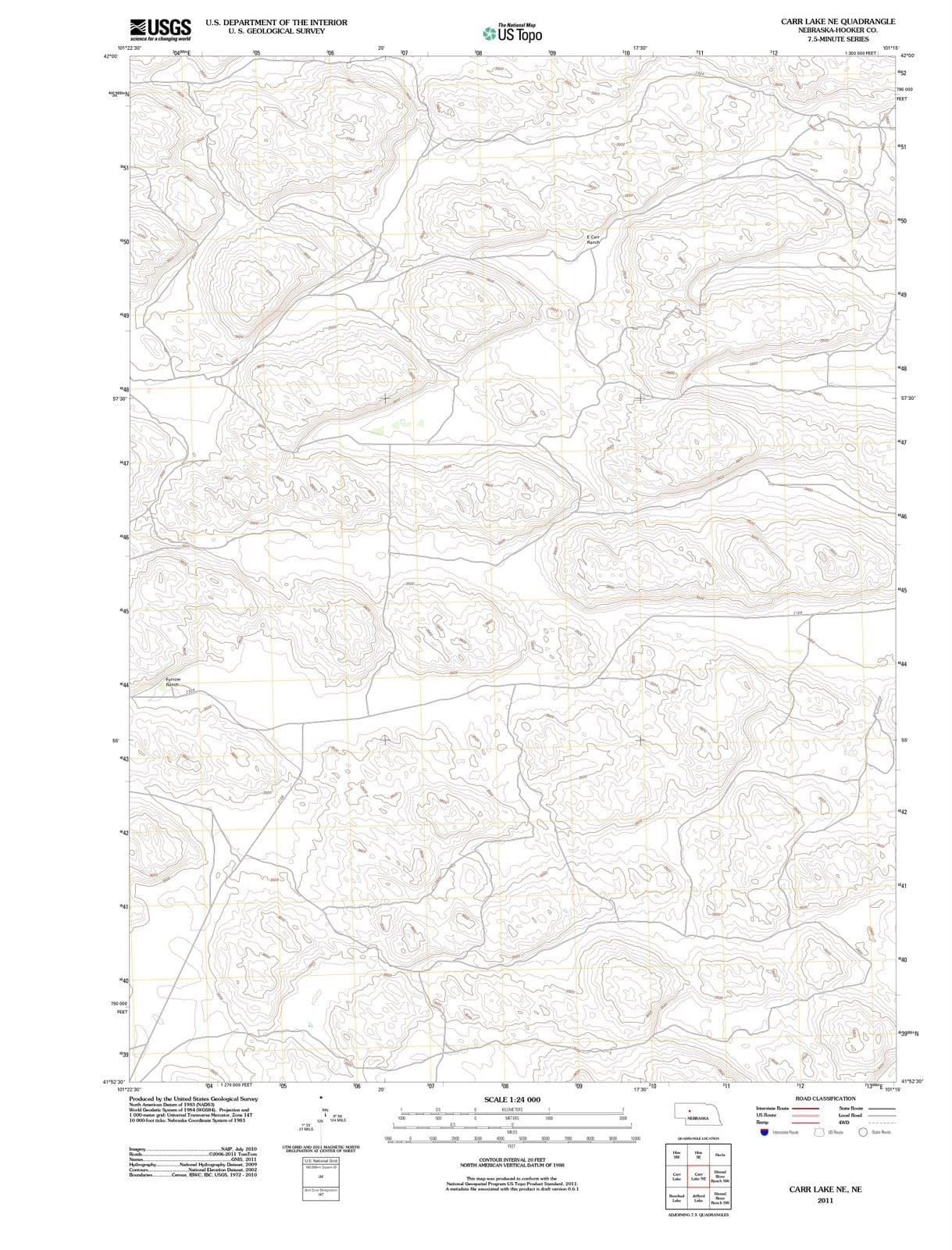 2011 Carr Lake, NE - Nebraska - USGS Topographic Map v2