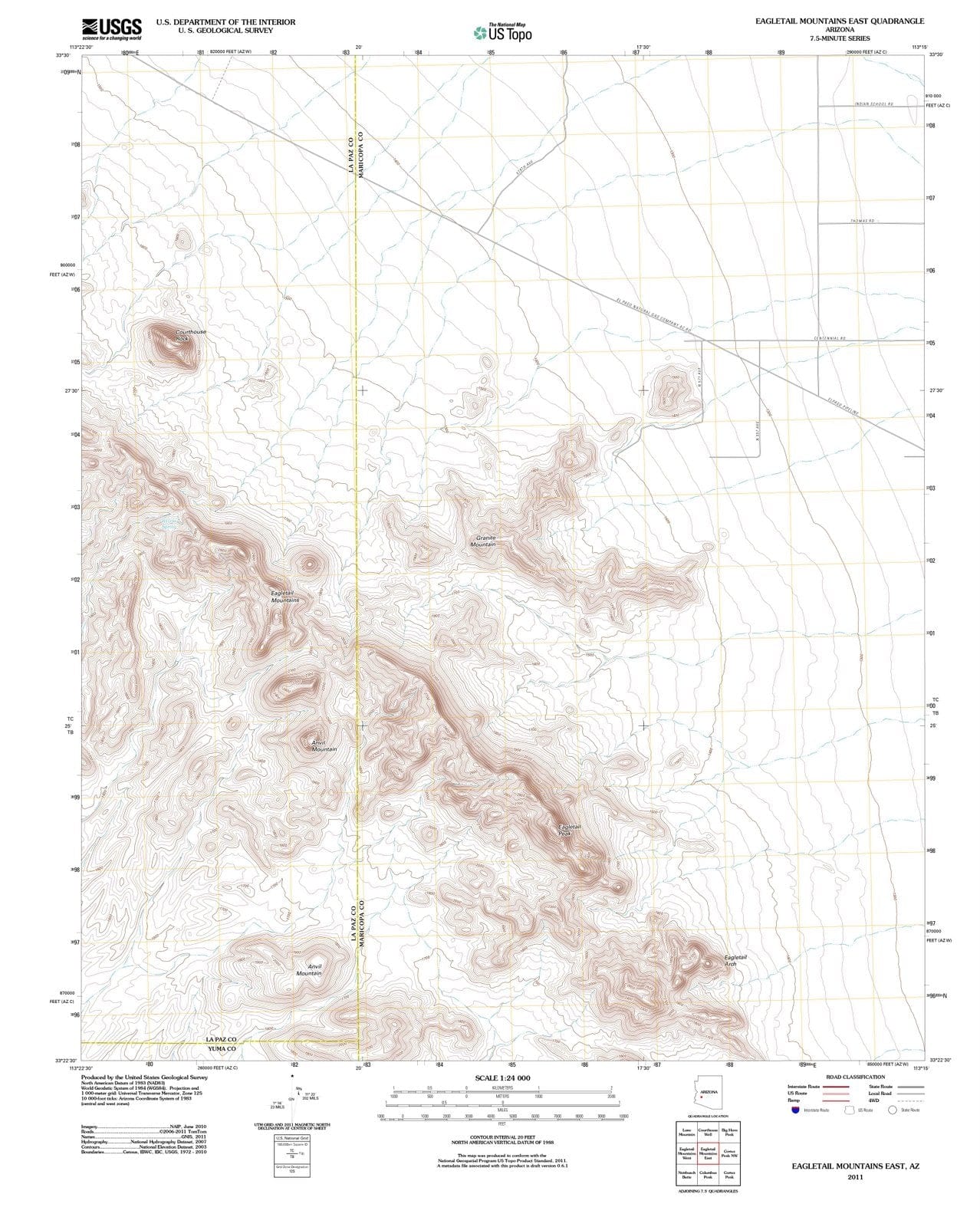 2011 Eagletail Mountains East, AZ - Arizona - USGS Topographic Map