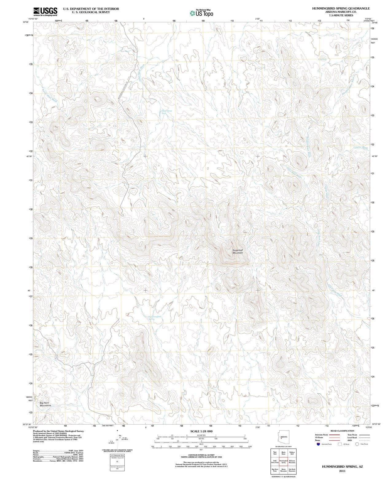 2011 Hummingbird Spring, AZ - Arizona - USGS Topographic Map