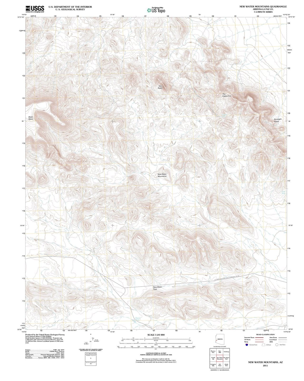 2011 New Water Mountains, AZ - Arizona - USGS Topographic Map