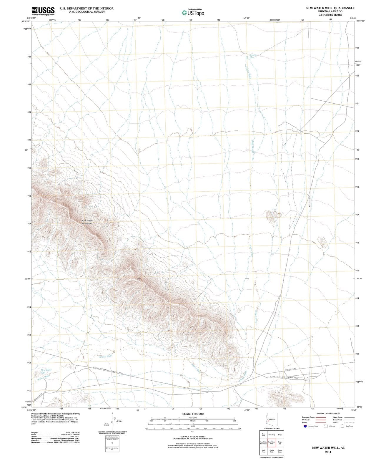 2011 New Water Well, AZ - Arizona - USGS Topographic Map