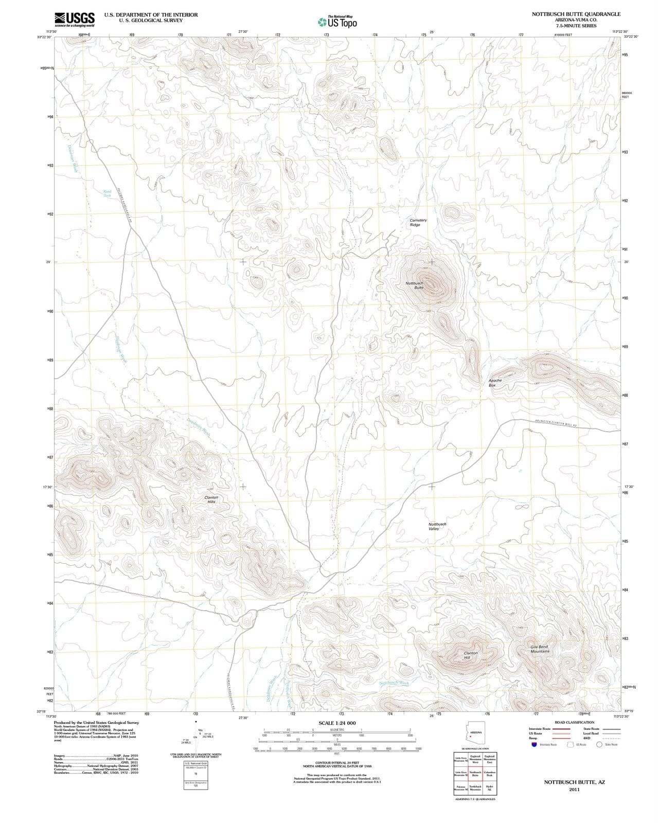 2011 Nottbusch Butte, AZ - Arizona - USGS Topographic Map
