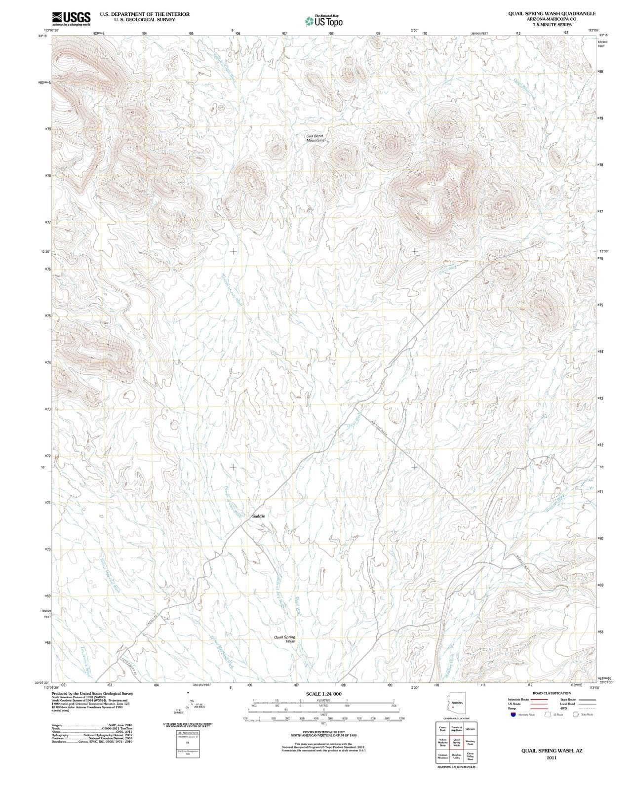 2011 Quail Spring Wash, AZ - Arizona - USGS Topographic Map