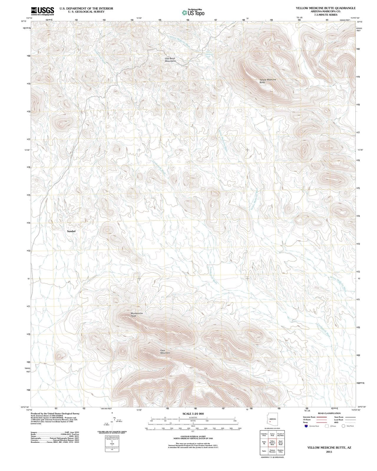2011 Yellow Medicine Butte, AZ - Arizona - USGS Topographic Map