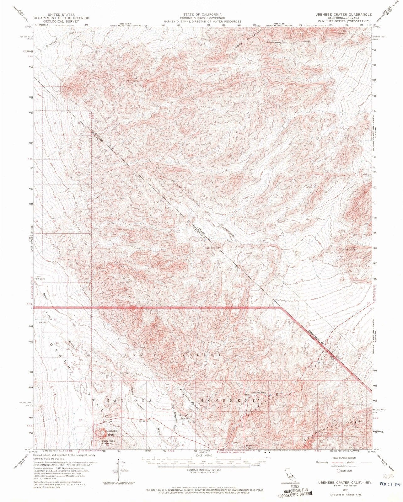 1957 Ubehebe Crater, NV - Nevada - USGS Topographic Map