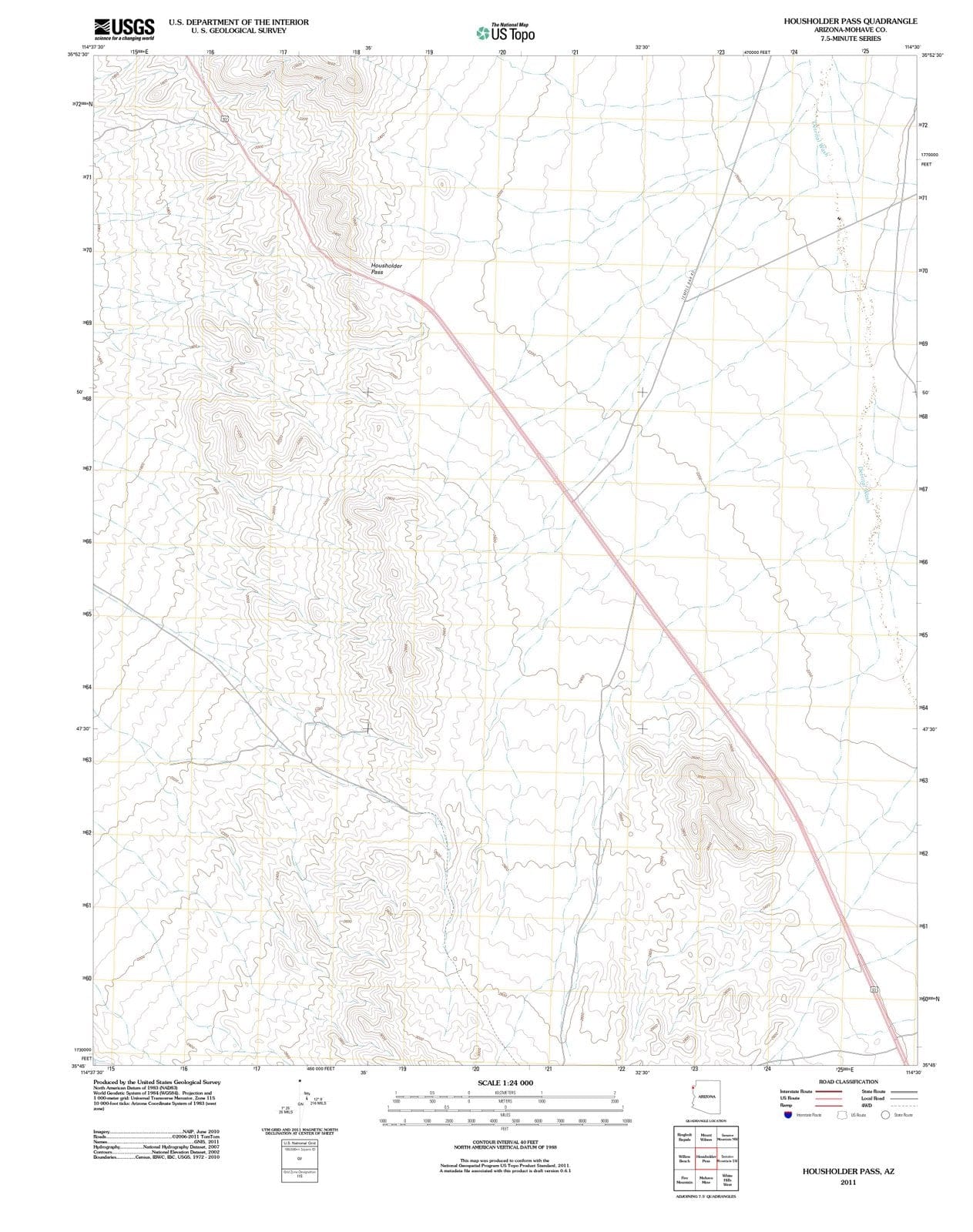 2011 Housholder Pass, AZ - Arizona - USGS Topographic Map