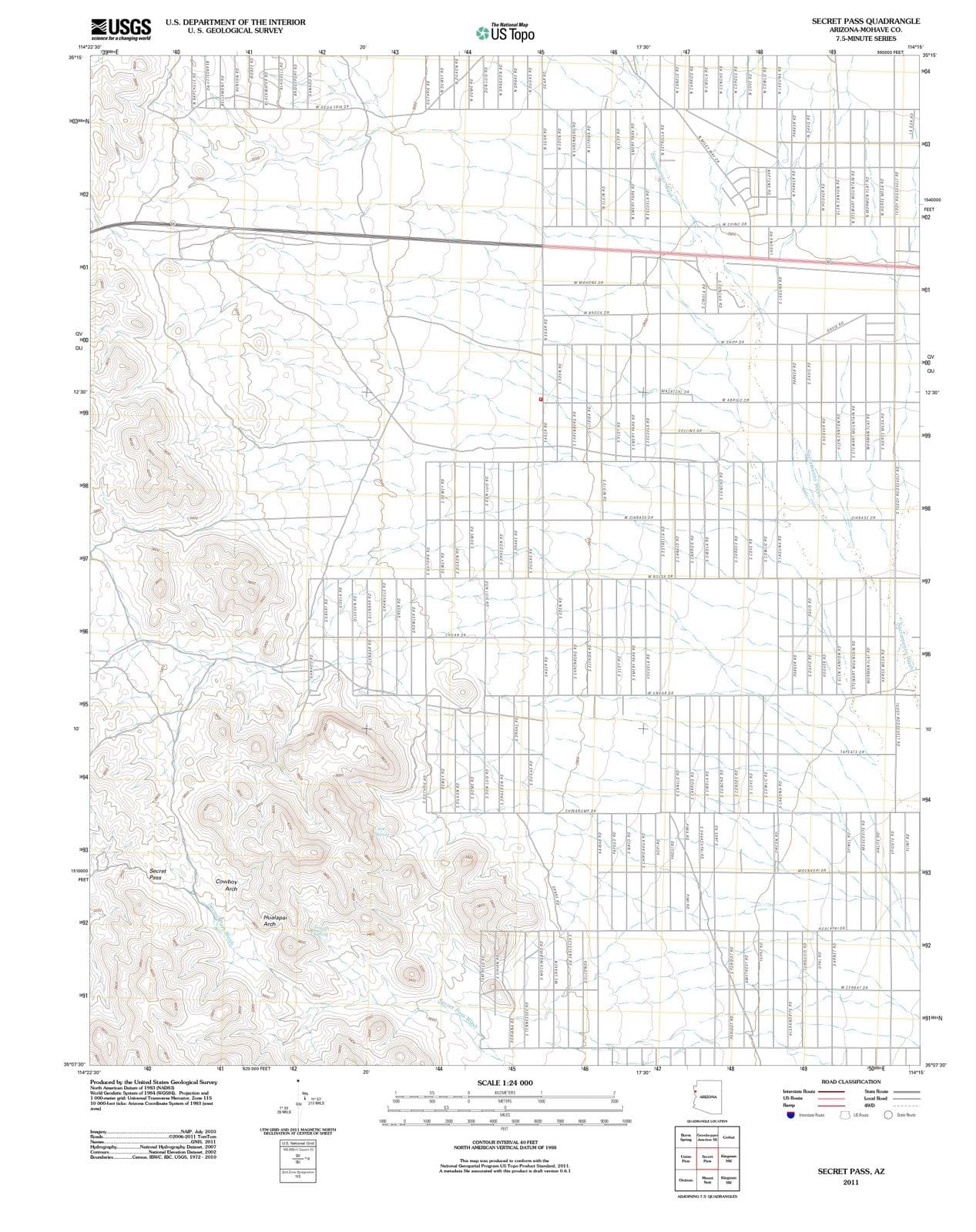 2011 Secret Pass, AZ - Arizona - USGS Topographic Map
