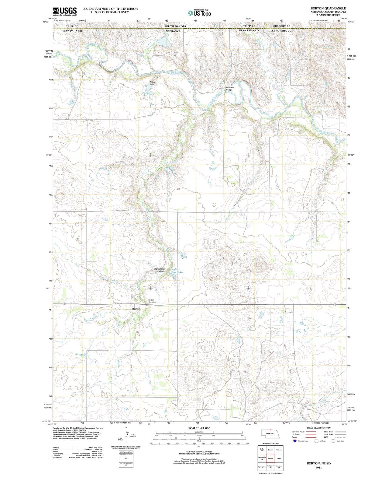 2011 Burton, NE - Nebraska - USGS Topographic Map