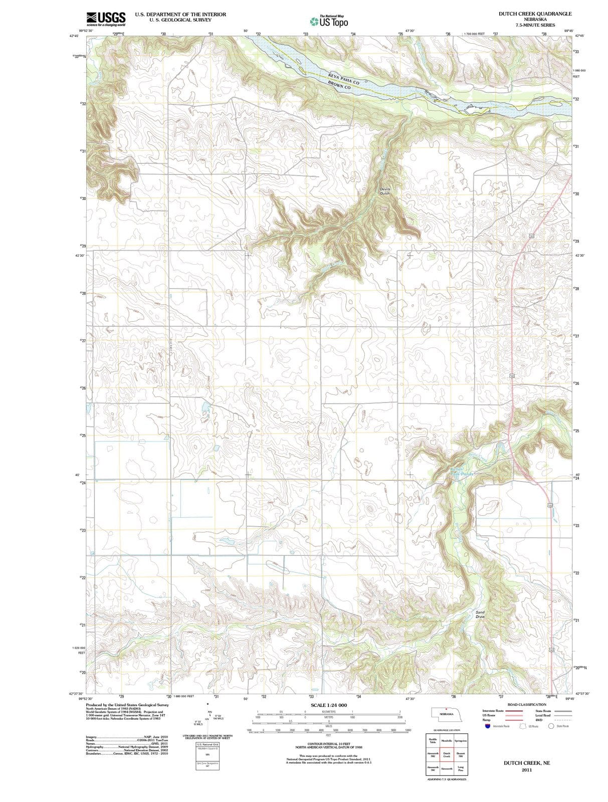 2011 Dutch Creek, NE - Nebraska - USGS Topographic Map