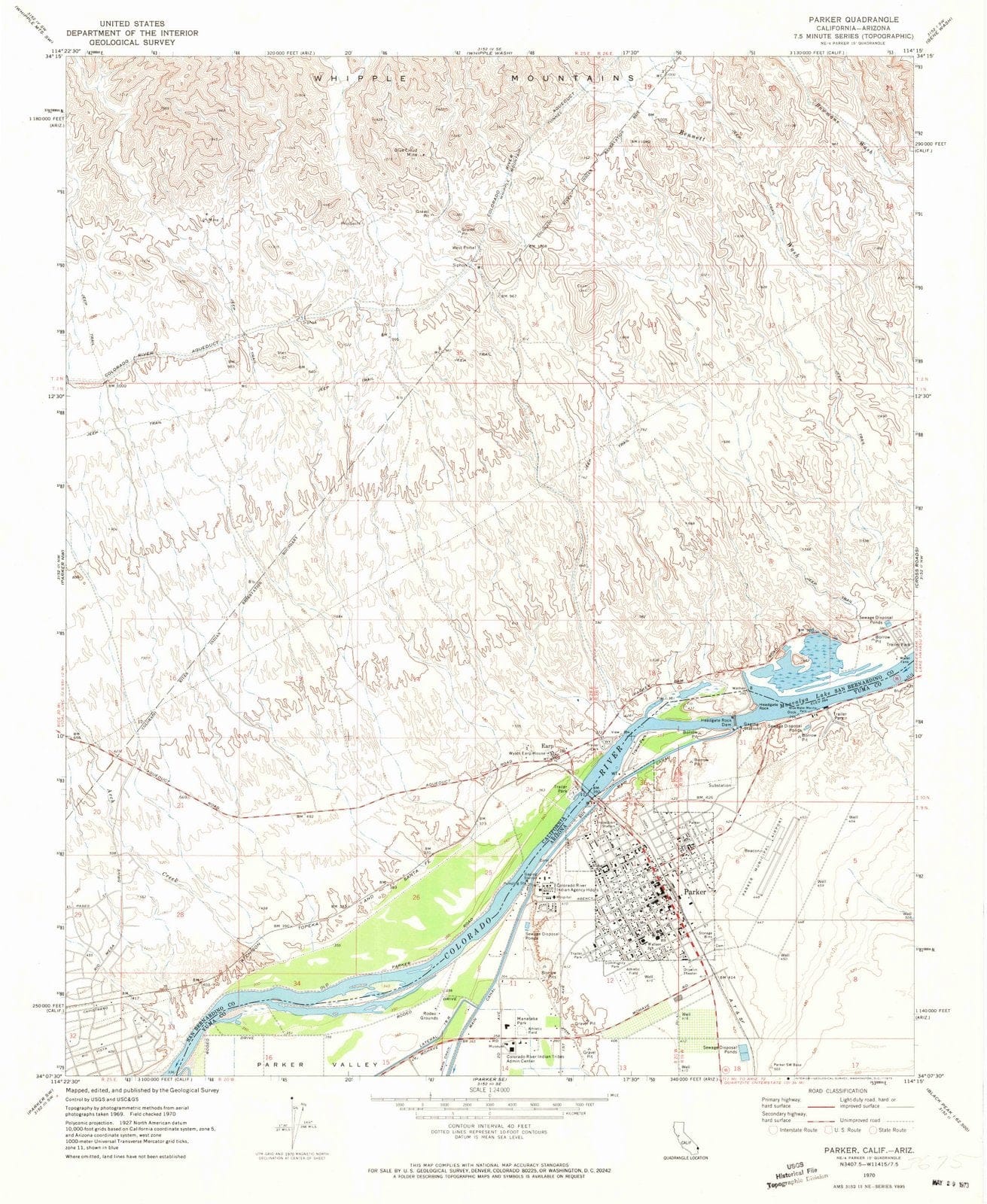 1970 Parker, AZ - Arizona - USGS Topographic Map